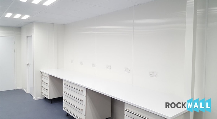 white hygienic pvc wall cladding lab