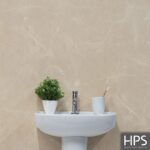 matt beige stone sink plant