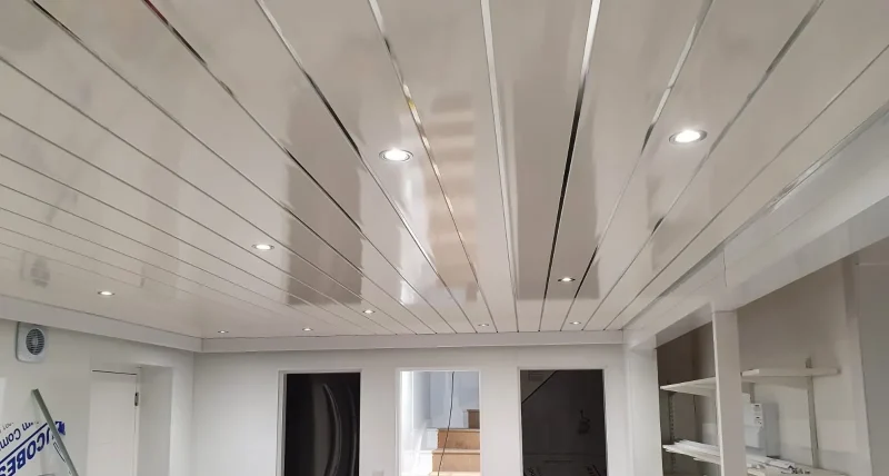 white chrome ceiling kitchen