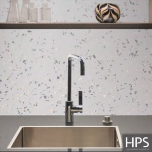 White Sparkle Splash Back heavy duty