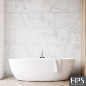 calacatta dumalock tile bathroom